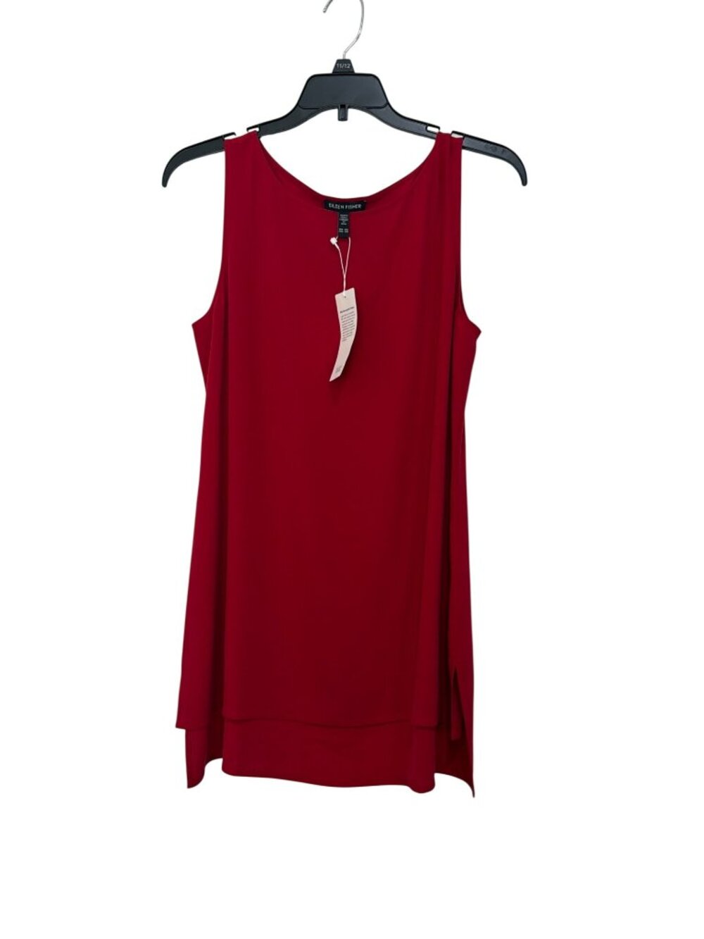 Eileen Fisher Womens Red Silk Georgette Crepe Sleeveless Tunic Top SZ XXS -NWT